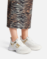 Ariel leather-effect sneakers with mirror detailing - White | Pinko