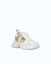 Ariel leather-effect sneakers with mirror detailing - | Pinko