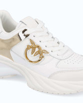 Ariel leather-effect sneakers with mirror detailing - | Pinko