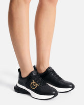 Ariel leather-effect sneakers with mirror detailing - Black | Pinko