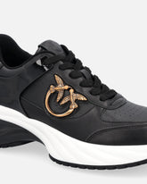 Ariel leather-effect sneakers with mirror detailing - Black | Pinko