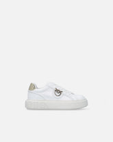 Leather sneakers with Love Birds logo - White | Pinko