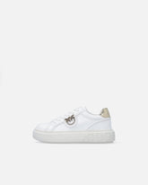 Leather sneakers with Love Birds logo - White | Pinko