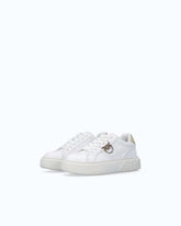 Leather sneakers with Love Birds logo - White | Pinko