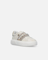 Leather slip-on sneakers with jewel band - | Pinko