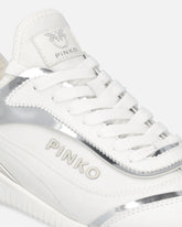 Sneakers with mirror-finish inserts and Love Birds logo - | Pinko