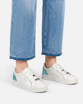 Leather sneakers with logo - Multicolor Green-White | Pinko