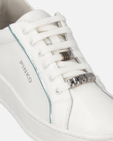Leather sneakers with logo - Multicolor Green-White | Pinko