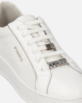 Leather sneakers with logo - White | Pinko
