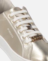 Laminated sneakers with logo - Beige | Pinko
