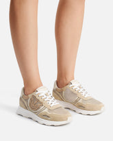 Mesh and suede sneakers with Love Birds logo - | Pinko