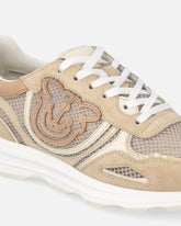 Mesh and suede sneakers with Love Birds logo - | Pinko