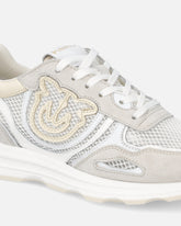 Mesh and suede sneakers with Love Birds logo - | Pinko
