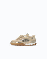 Lather sneakers with faux fur details - Beige | Pinko