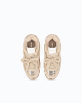 Lather sneakers with faux fur details - Beige | Pinko