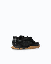 Lather sneakers with faux fur details - Black | Pinko