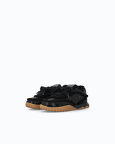 Lather sneakers with faux fur details - Black | Pinko