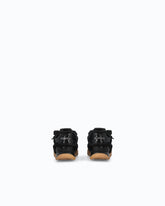 Lather sneakers with faux fur details - Black | Pinko