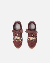 Sneakers with double laces and logo details - Burgundy | Pinko