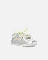Laminierte Sneakers mit doppelten Schnürsenkeln und Schmuckapplikationen - Silber | Pinko