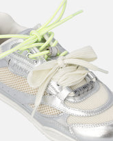Laminierte Sneakers mit doppelten Schnürsenkeln und Schmuckapplikationen - Silber | Pinko