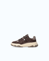Leather sneakers with trekking-style laces - Brown | Pinko