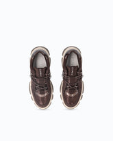 Leather sneakers with trekking-style laces - Brown | Pinko