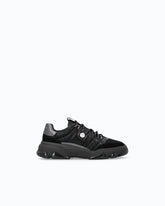 Leather sneakers with trekking-style laces - Black | Pinko