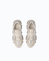 Laminated suede sneakers with trekking-style laces - Beige | Pinko