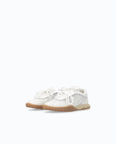 Leather and lace sneakers with double lacing - White | Pinko