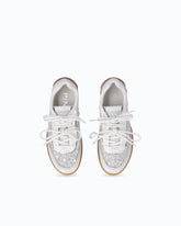 Leather and lace sneakers with double lacing - White | Pinko