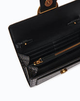 Kleine Geldbörse zum Umhängen Love Bag One Wallet aus Leder mit Krokoprint und Punkten - Schwarz | Pinko