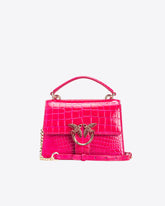 PINKO Galleria Mini Love Bag One Top Handle Light in shiny croc-print leather -  | Pinko