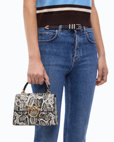 Mini Love Bag One Top Handle Light handbag in python-print leather with - Multicolor Grey-Black | Pinko