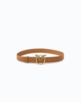 3 cm breiter Ledergürtel mit Love Birds-Schnalle - Braun | Pinko
