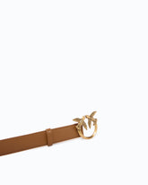 3 cm breiter Ledergürtel mit Love Birds-Schnalle - Braun | Pinko