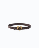 3 cm leather belt with Love Birds buckle - Brown | Pinko
