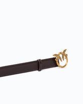 3 cm leather belt with Love Birds buckle - Brown | Pinko