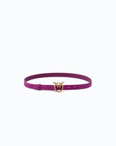 Suede belt with Love Birds buckle, 2 cm - Pink | Pinko