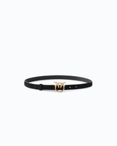 Suede belt with Love Birds buckle, 2 cm - Black | Pinko