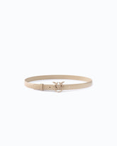 2 cm leather belt with matte Love Birds buckle - Beige | Pinko