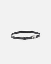 Glossy leather belt with Love Birds buckle and micro studs, 2 cm -  | Pinko