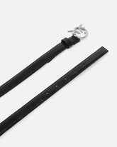 Glossy leather belt with Love Birds buckle and micro studs, 2 cm -  | Pinko