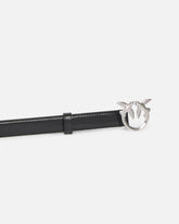 Glossy leather belt with Love Birds buckle and micro studs, 2 cm -  | Pinko