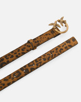 Leopard-print belt with Love Birds buckle, 2 cm -  | Pinko