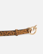 Leopard-print belt with Love Birds buckle, 2 cm -  | Pinko