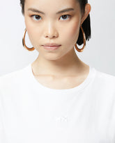 Short-sleeved T-shirt with embroidered logo -  | Pinko