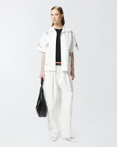 Short-sleeved T-shirt with embroidered logo -  | Pinko