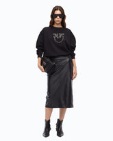 Sweatshirt with bejewelled Love Birds logo - Black | Pinko