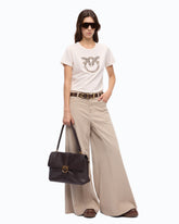 T-shirt with bejewelled Love Birds logo - Beige | Pinko